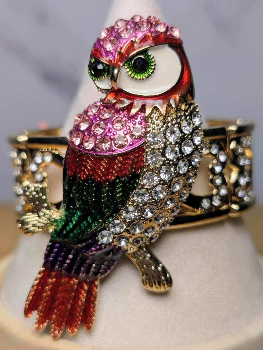 Owl Crystal & Rhinestone Bracelet, Brooch, Pendant Combo